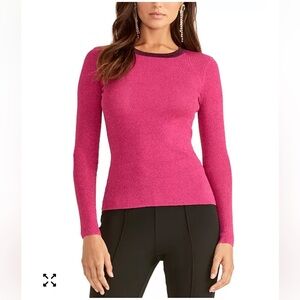 RACHEL Rachel Roy Fuchsia Metallic Sparkly Pink Long Sleeve Pullover Sweater